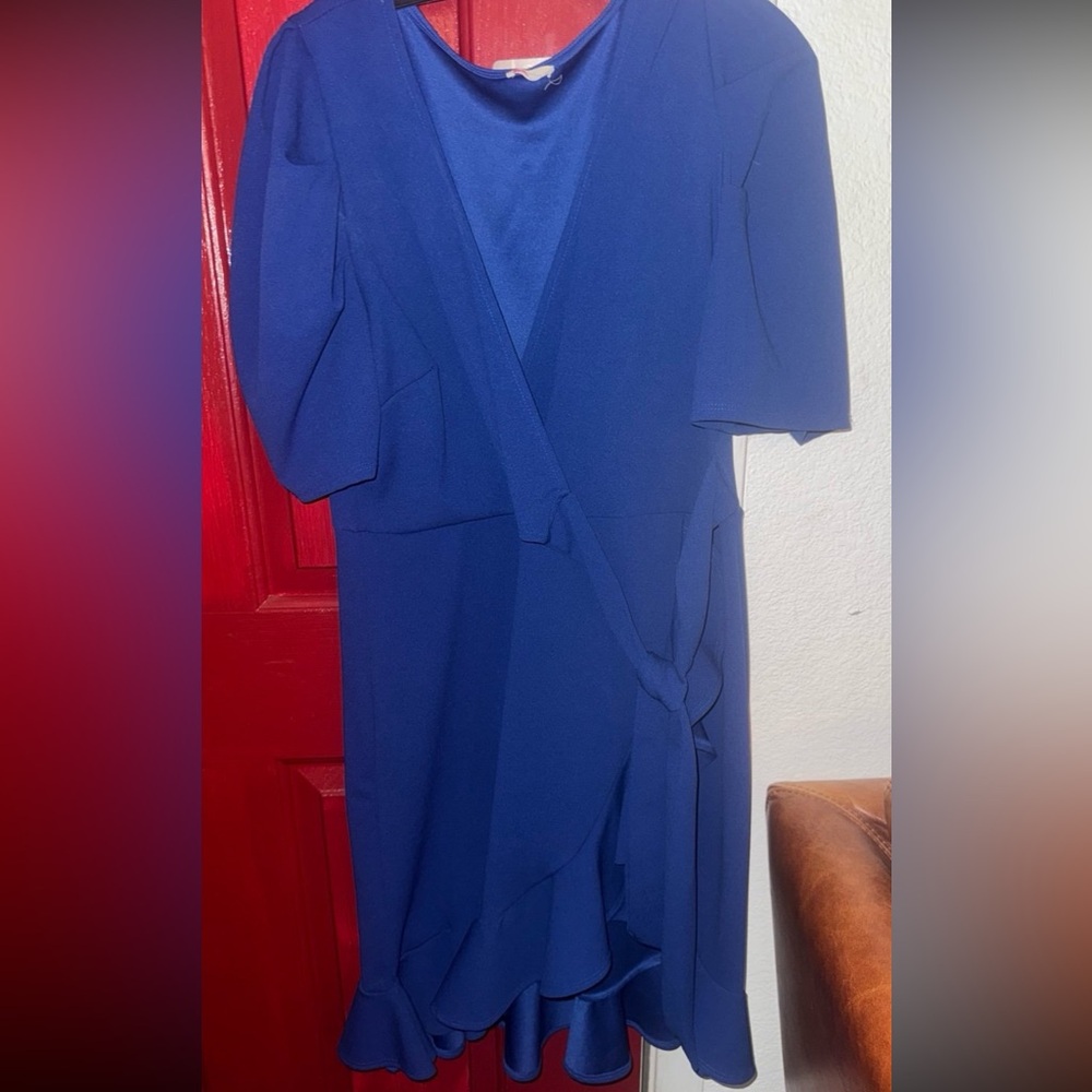 Elegant Blue Wrap Dress